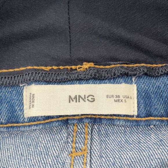 MANGO Maternity Jeans Sz 6 Blue Straight Leg Over-The-Belly Cropped Light Wash - Picture 6 of 16
